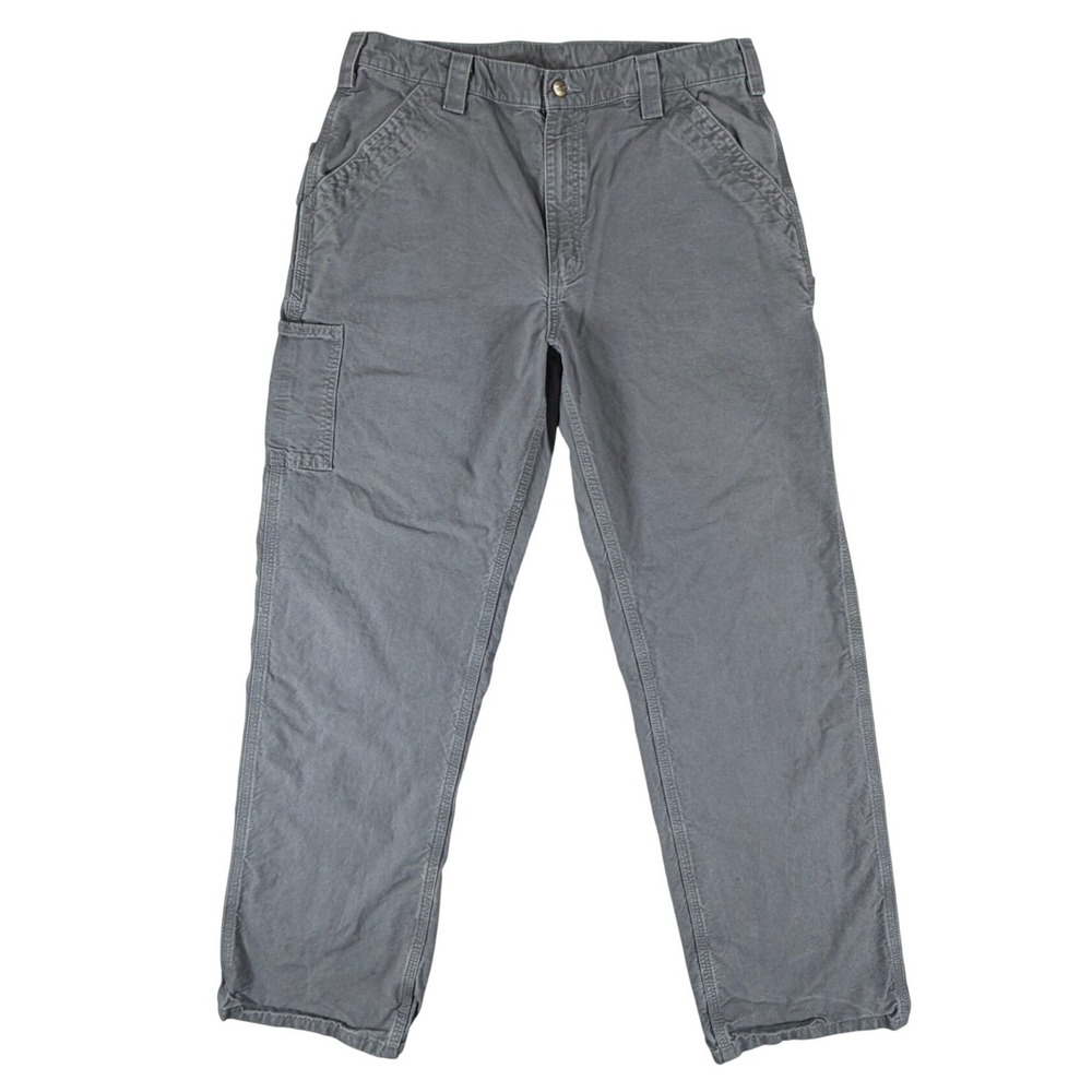 Carhartt Mens Gray Canvas Carpenter Pants 36x34 Original Fit B151 FAT